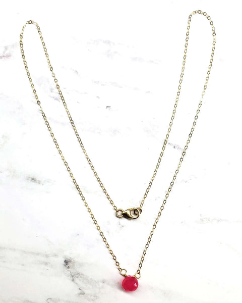 8x8mm Hot Pink Chalcedony Necklace – 14kt Gold Filled Chain | Made in USA Alexa Martha Designs  Necklaces
