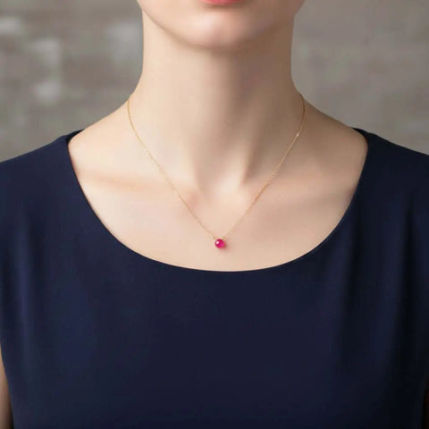 8x8mm Hot Pink Chalcedony Necklace – 14kt Gold Filled Chain | Made in USA Alexa Martha Designs  Necklaces