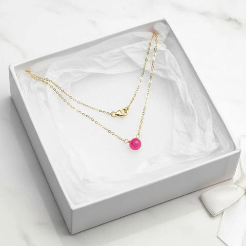 8x8mm Hot Pink Chalcedony Necklace – 14kt Gold Filled Chain | Made in USA Alexa Martha Designs  Necklaces