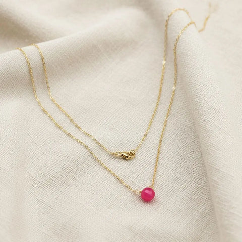 8x8mm Hot Pink Chalcedony Necklace – 14kt Gold Filled Chain | Made in USA Alexa Martha Designs  Necklaces