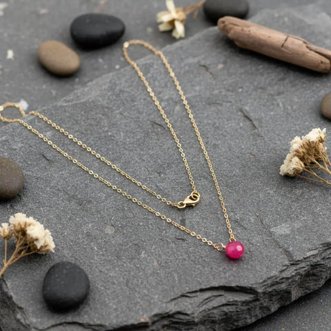 8x8mm Hot Pink Chalcedony Necklace – 14kt Gold Filled Chain | Made in USA Alexa Martha Designs  Necklaces