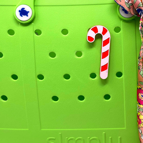 Christmas Candy Cane Tote Bag Charm – Festive Holiday Accessory | Made in USA Chatelet Manufacturing 
