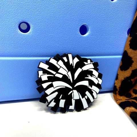 Cheerleading Pom Pom Charm for Bogg Bags – Black Decorative Tote Accessory | Made in USA Chatelet Manufacturing 