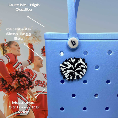 Cheerleading Pom Pom Charm for Bogg Bags – Black Decorative Tote Accessory | Made in USA Chatelet Manufacturing 