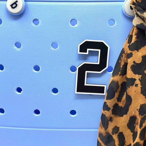Jersey Sports Number Charm – Bag Accessory for Bogg Bags | Made in USA Chatelet Manufacturing 
