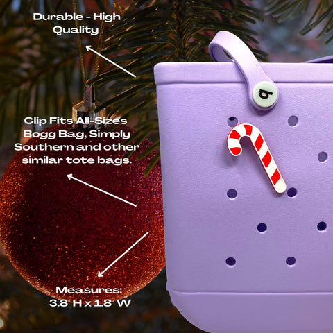 Christmas Candy Cane Tote Bag Charm – Festive Holiday Accessory | Made in USA Chatelet Manufacturing 