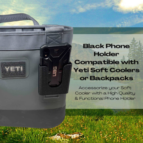 Black Phone Holder Attachment for Yeti Soft Coolers and Backpacks – Made in USA Chatelet Manufacturing 