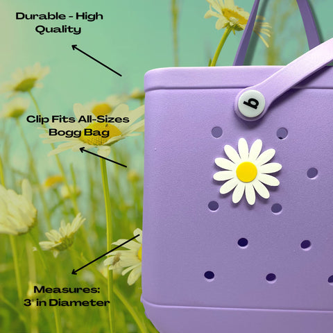 Bogletts Daisy Flower Charm – Decorative Bag Accessory for Bogg Bags | Made in USA Chatelet Manufacturing 