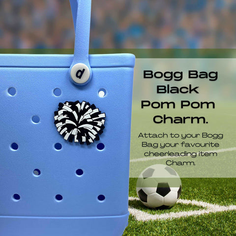 Cheerleading Pom Pom Charm for Bogg Bags – Black Decorative Tote Accessory | Made in USA Chatelet Manufacturing 