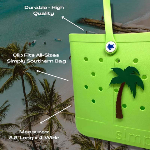 Palm Tree Beach Charm Accessories – Simply Southern Bag Clip – Made in USA Chatelet Manufacturing 