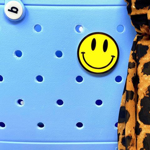 Smiley Emoji Bag Charm – Decorative Accessory for Bogg and Tote Bags | Made in USA Chatelet Manufacturing 