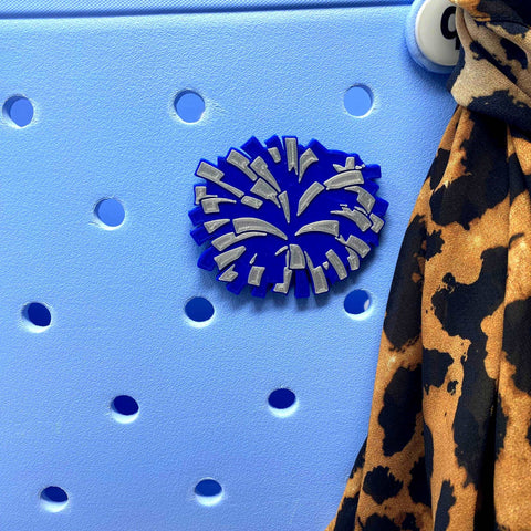 Blue Pom Pom Cheerleading Charm – Bogg Bag Accessory | Manufactured in USA Chatelet Manufacturing 