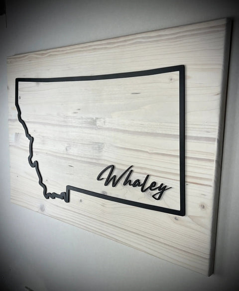 Custom Montana State Wall Sign – 24x16 Inch Personalized Wooden Decor | Made in USA B. James Design & Woodwork 