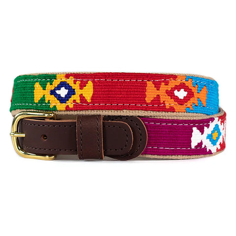 A Tail We Could Wag Cotton and Leather Belt - God's Eye Auburn Leathercrafters  item