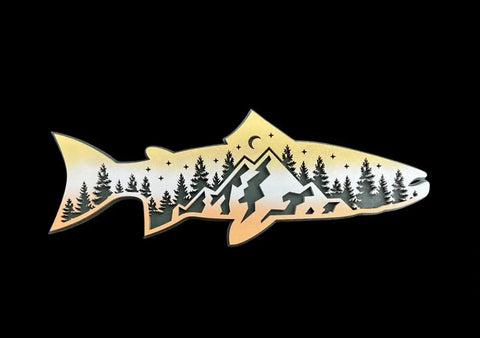 Mountain Trout Wall Art – 15.25 Inch Outdoor Decor Sign | Made in USA B. James Design & Woodwork 