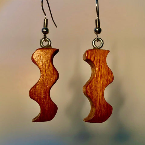Handcrafted Cherry Wood Squiggle Earrings – Eco-Friendly Jewelry | Made in USA Shop Cat Woodworks  item