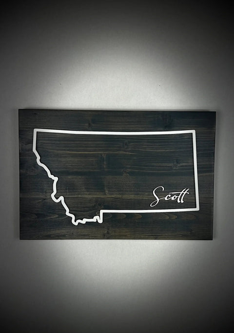 Personalized Montana State Sign – 18x12 Inch Custom Wood Wall Decor | Made in USA B. James Design & Woodwork 