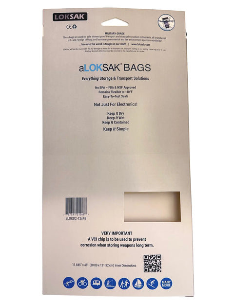 ALOKSAK Waterproof Element Proof Storage Bags 12 x 48 Inch 2 Pack – Made in USA LOKSAK