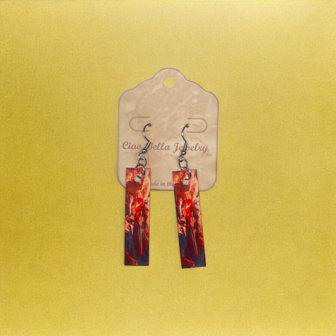 Abstract Art Earrings | Rectangle Dangle Earrings | Sterling Silver Hooks | Unique Jewelry Michelle Marie Boutique  Earrings
