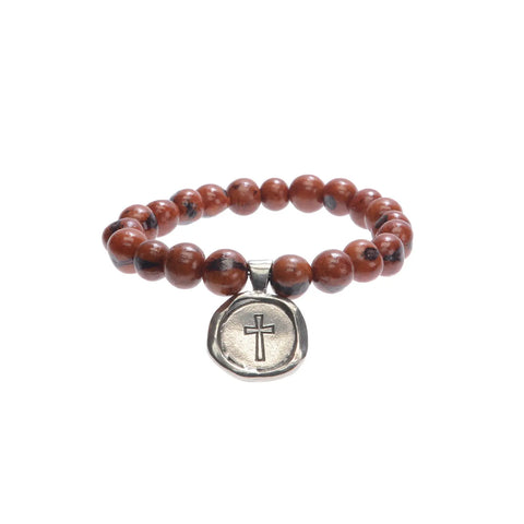 Acai Berry Seed Bracelet With Faith Wax Seal Charm – Handcrafted Natural Beads | Made in USA Whitney Howard Designs  Wax Seals Acai Seeds of Life