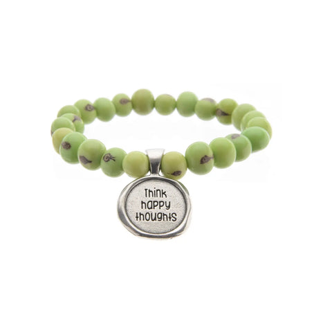 Acai Seeds of Life Bracelet With Wax Seal - Spring Green Beads Whitney Howard Designs  Wax Seals Acai Seeds of Life
