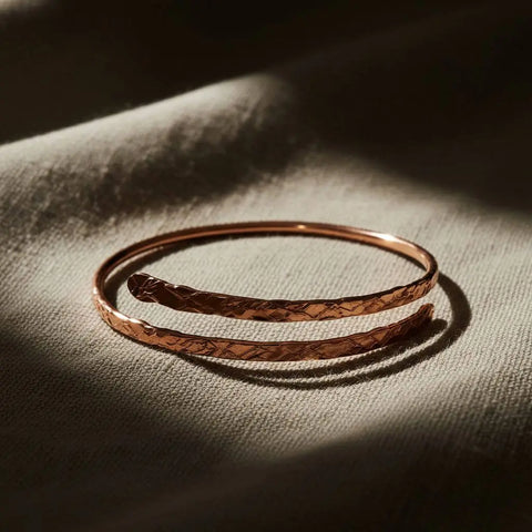 Adjustable 10 Gauge Rose Gold Copper Hammered Overlap Bangle – Handmade | Made in USA Alexa Martha Designs  Bangles /Bracelets