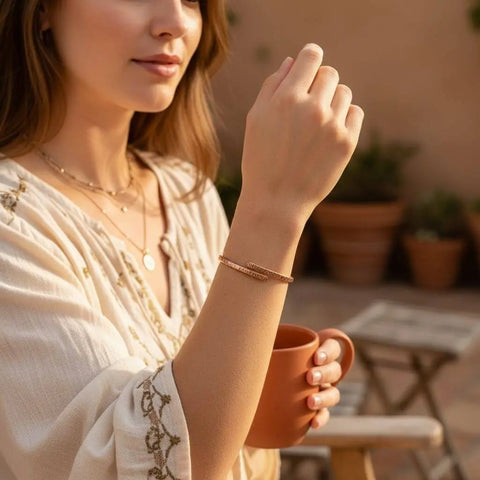 Adjustable 10 Gauge Rose Gold Copper Hammered Overlap Bangle – Handmade | Made in USA Alexa Martha Designs  Bangles /Bracelets