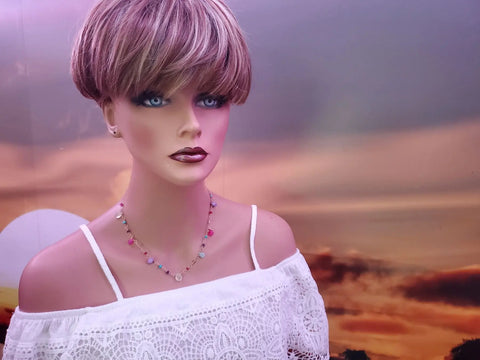 Adjustable 14 K Gold Filled Wire Wrapped Kunterbunt Gemstone Necklace Alexa Martha Designs  Necklace