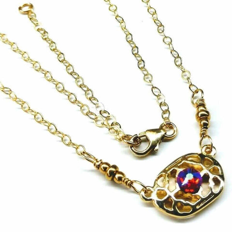 Adjustable 14K Gold Filled Filigree Choker Necklace – Red Swarovski Crystal | Made in USA Alexa Martha Designs  Necklaces