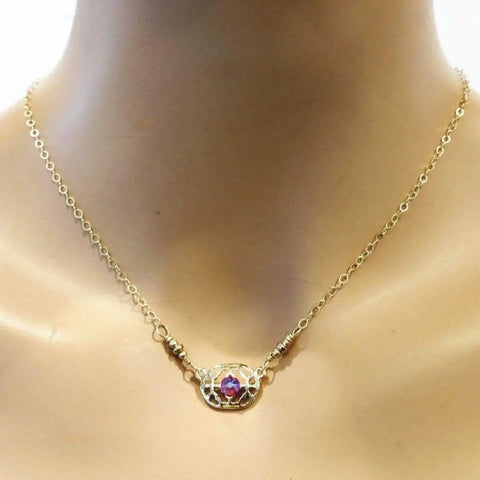 Adjustable 14K Gold Filled Filigree Choker Necklace – Red Swarovski Crystal | Made in USA Alexa Martha Designs  Necklaces