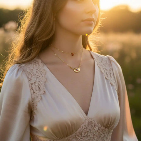 Adjustable 14K Gold Filled Filigree Choker Necklace – Red Swarovski Crystal | Made in USA Alexa Martha Designs  Necklaces