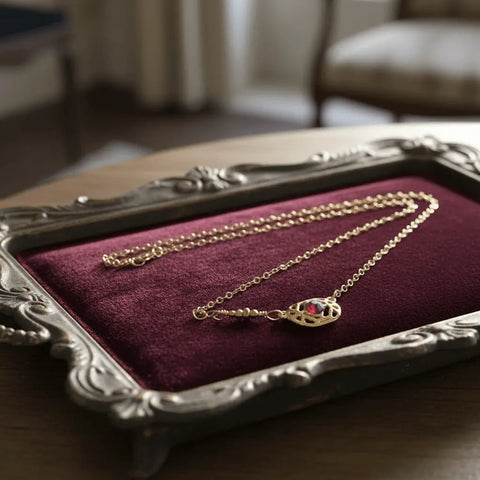 Adjustable 14K Gold Filled Filigree Choker Necklace – Red Swarovski Crystal | Made in USA Alexa Martha Designs  Necklaces