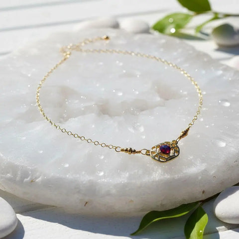 Adjustable 14K Gold Filled Filigree Choker Necklace – Red Swarovski Crystal | Made in USA Alexa Martha Designs  Necklaces