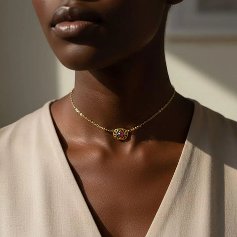 Adjustable 14K Gold Filled Filigree Choker Necklace – Red Swarovski Crystal | Made in USA Alexa Martha Designs  Necklaces