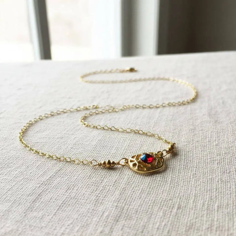 Adjustable 14K Gold Filled Filigree Choker Necklace – Red Swarovski Crystal | Made in USA Alexa Martha Designs  Necklaces
