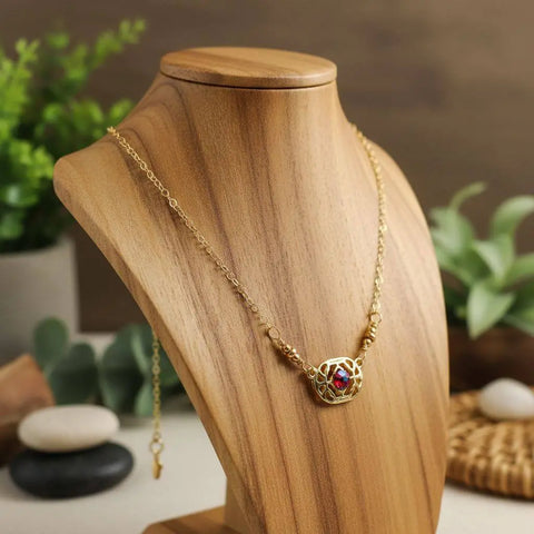 Adjustable 14K Gold Filled Filigree Choker Necklace – Red Swarovski Crystal | Made in USA Alexa Martha Designs  Necklaces