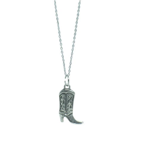 Adjustable 16 Inch Silver Pewter Cowgirl Boot Charm Necklace – Western Style Jewelry Gift | Made in USA Michelle Marie Boutique  Necklace