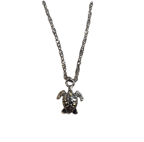 Adjustable 16 Inch Silver Sea Turtle Pendant Necklace – Ocean Theme Jewelry | Made in USA Michelle Marie Boutique  Necklace