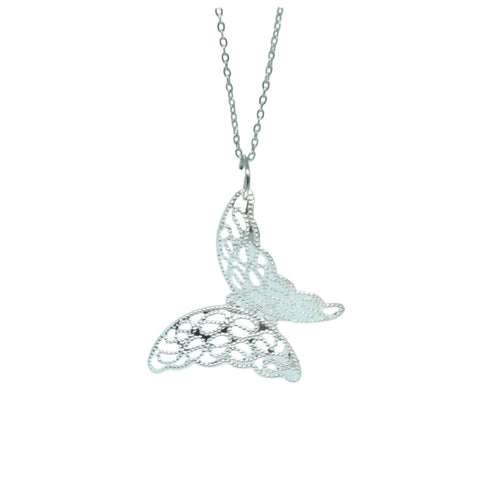 Adjustable 19 Inch Silver Filigree Butterfly Pendant Necklace – Delicate Charm Jewelry | Made in USA Michelle Marie Boutique  Necklace