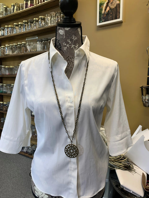 Adjustable 34 Inch Antique Brass Filigree Pendant Necklace – Laser Cut Detail | Made in USA Michelle Marie Boutique  Necklace