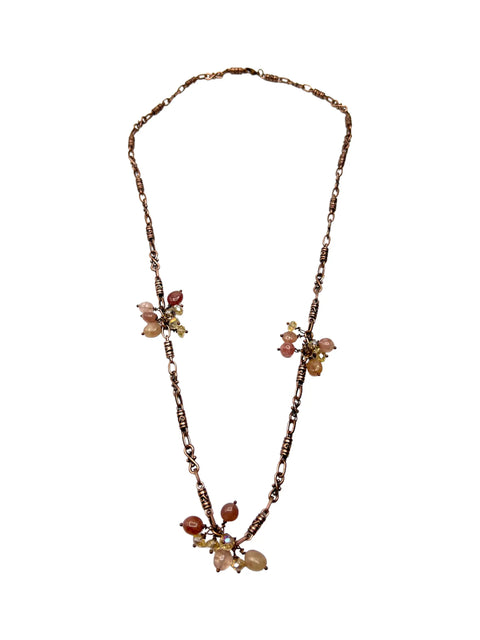 Adjustable 42 Inch Copper Chain Necklace With Sunstone And Crystal Clusters – Handmade Jewelry | Made in USA Michelle Marie Boutique  necklace