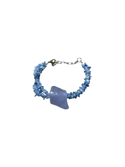 Adjustable 6.5 Inch Double Strand Chalcedony and Blue Agate Bracelet – Handmade Jewelry | Made in USA Michelle Marie Boutique  Bracelets
