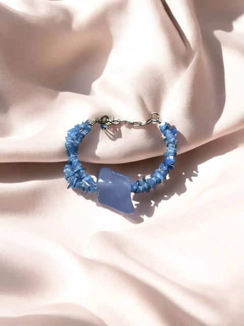 Adjustable 6.5 Inch Double Strand Chalcedony and Blue Agate Bracelet – Handmade Jewelry | Made in USA Michelle Marie Boutique  Bracelets