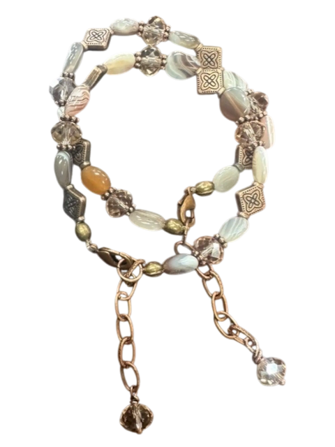 Adjustable 7 Inch Elemental Gemstone Bracelet Set – Fluorite Botswana Agate Rhodonite | Made in USA Michelle Marie Boutique  Bracelet