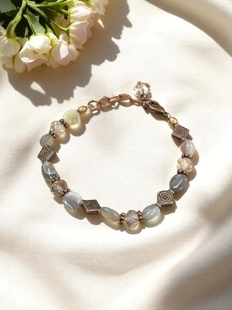 Adjustable 7 Inch Elemental Gemstone Bracelet Set – Fluorite Botswana Agate Rhodonite | Made in USA Michelle Marie Boutique  Bracelet