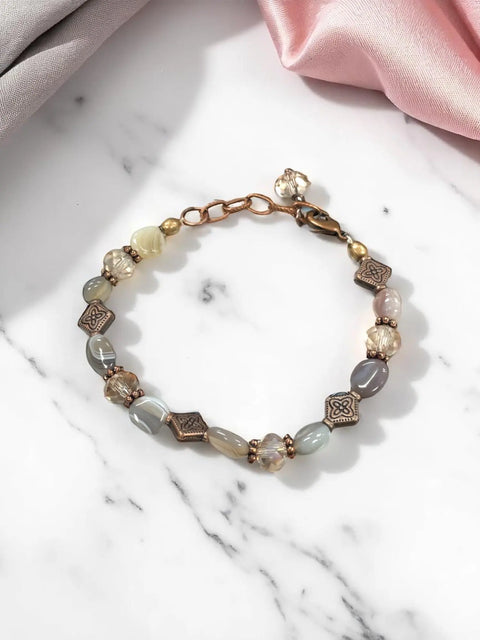 Adjustable 7 Inch Elemental Gemstone Bracelet Set – Fluorite Botswana Agate Rhodonite | Made in USA Michelle Marie Boutique  Bracelet