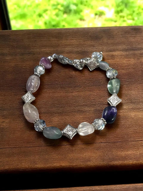 Adjustable 7 Inch Elemental Gemstone Bracelet Set – Fluorite Botswana Agate Rhodonite | Made in USA Michelle Marie Boutique  Bracelet