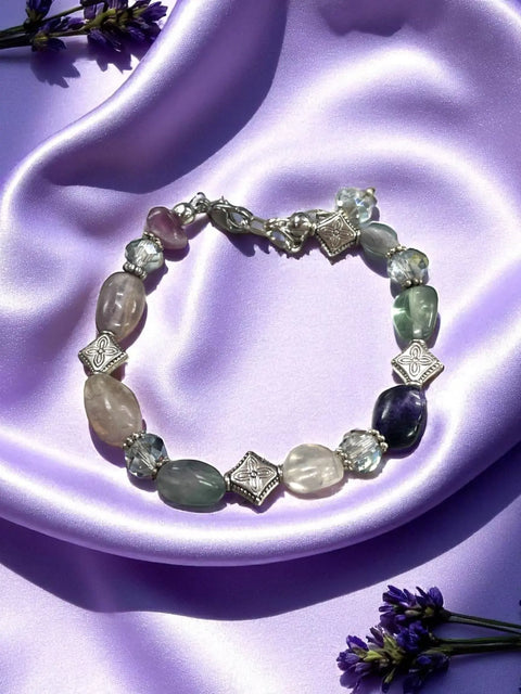 Adjustable 7 Inch Elemental Gemstone Bracelet Set – Fluorite Botswana Agate Rhodonite | Made in USA Michelle Marie Boutique  Bracelet