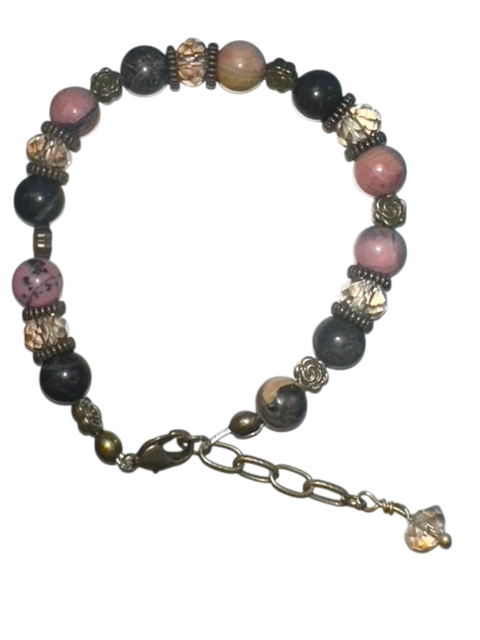 Adjustable 7 Inch Elemental Gemstone Bracelet Set – Fluorite Botswana Agate Rhodonite | Made in USA Michelle Marie Boutique  Bracelet