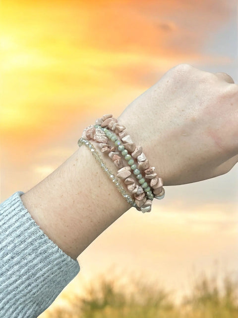 Adjustable 7.5 Inch Multi-Strand Gemstone Bracelet – Aquamarine, Rhodonite & Yellow Quartz | Handmade in USA Michelle Marie Boutique  Bracelets